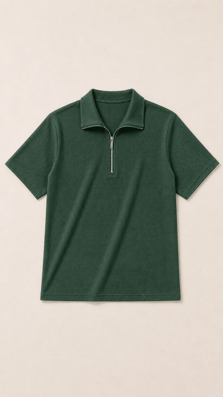Women Textured Zip Polo - Aurorafits Official