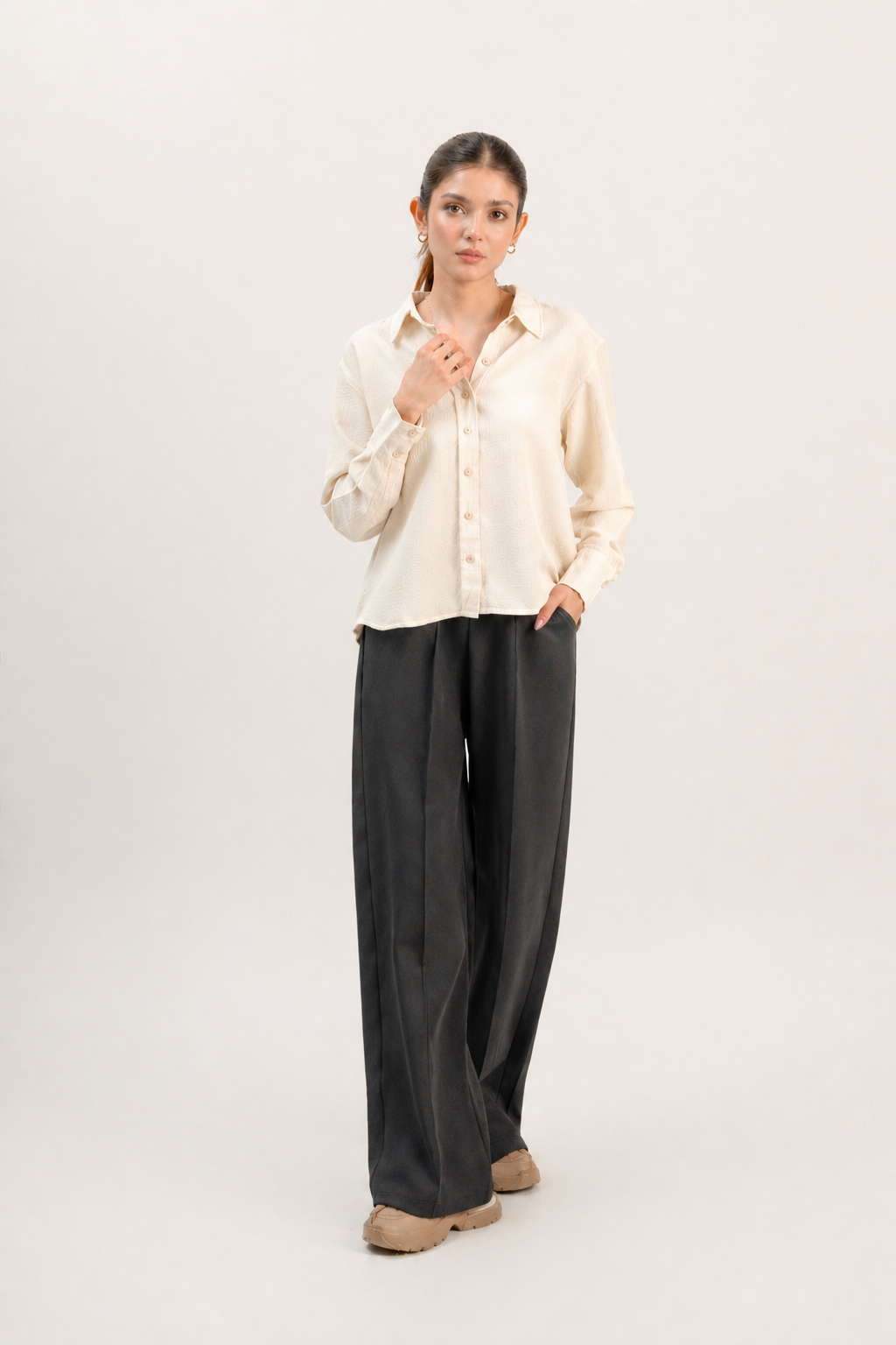 Women Crinkle Button Shirt