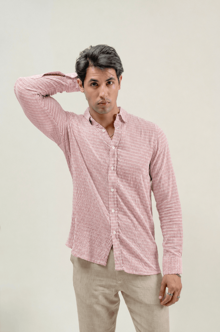 Linen - Blend Seersucker Shirt - Aurorafits Official
