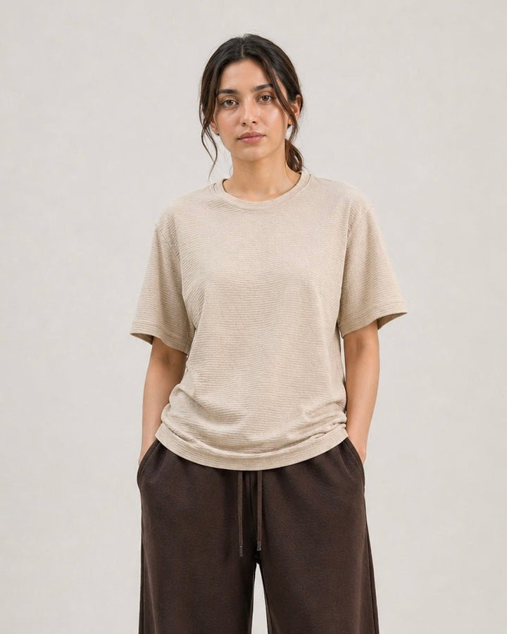 Women Crinkle Textured Tee - Aurorafits Official