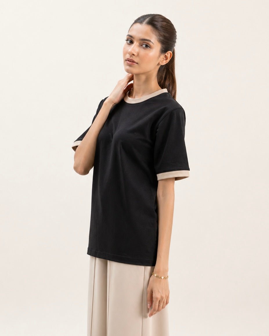 Women Contrast Trim Tee - Aurorafits Official