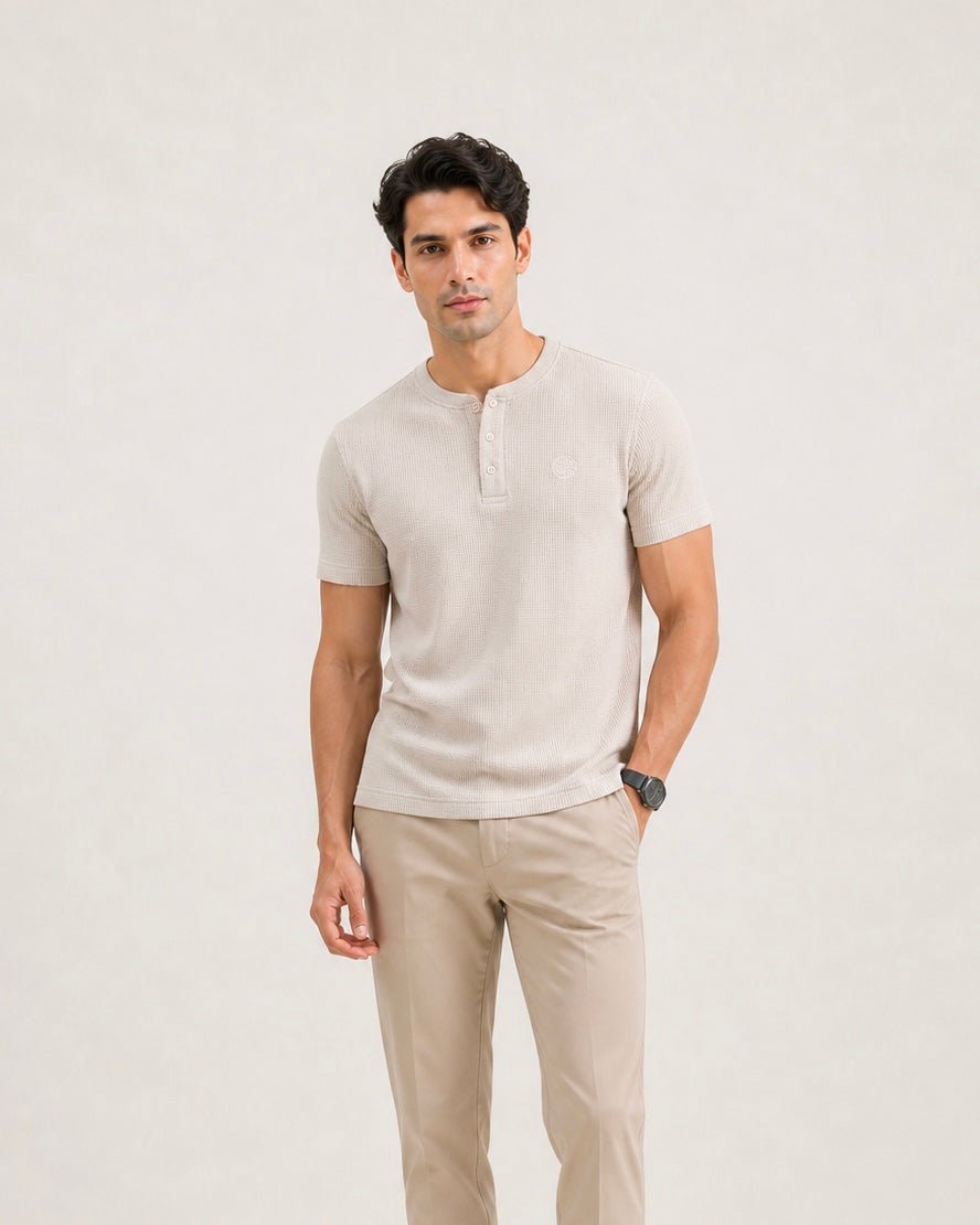 Textured Henley Tee - Aurorafits Official