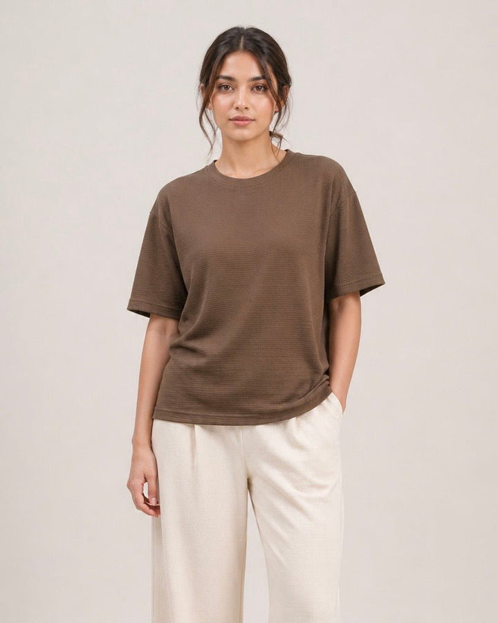 Women Crinkle Textured Tee - Aurorafits Official