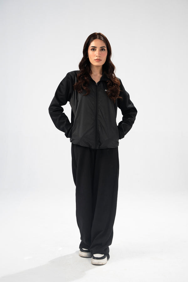 Women Black Hybrid Shell Essential Jacket