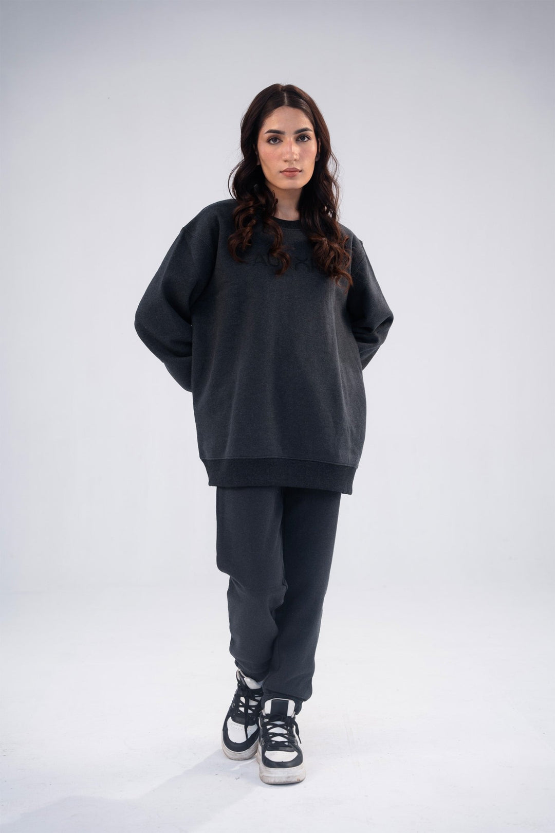 Women Charcoal Signature Print Sweatshirt - Aurorafitsofficial