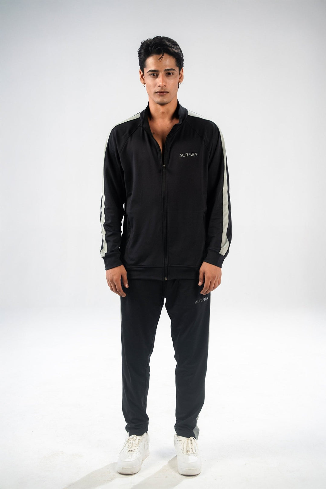 Black Dual Tone Reflective Essential Tracksuit - Aurorafitsofficial