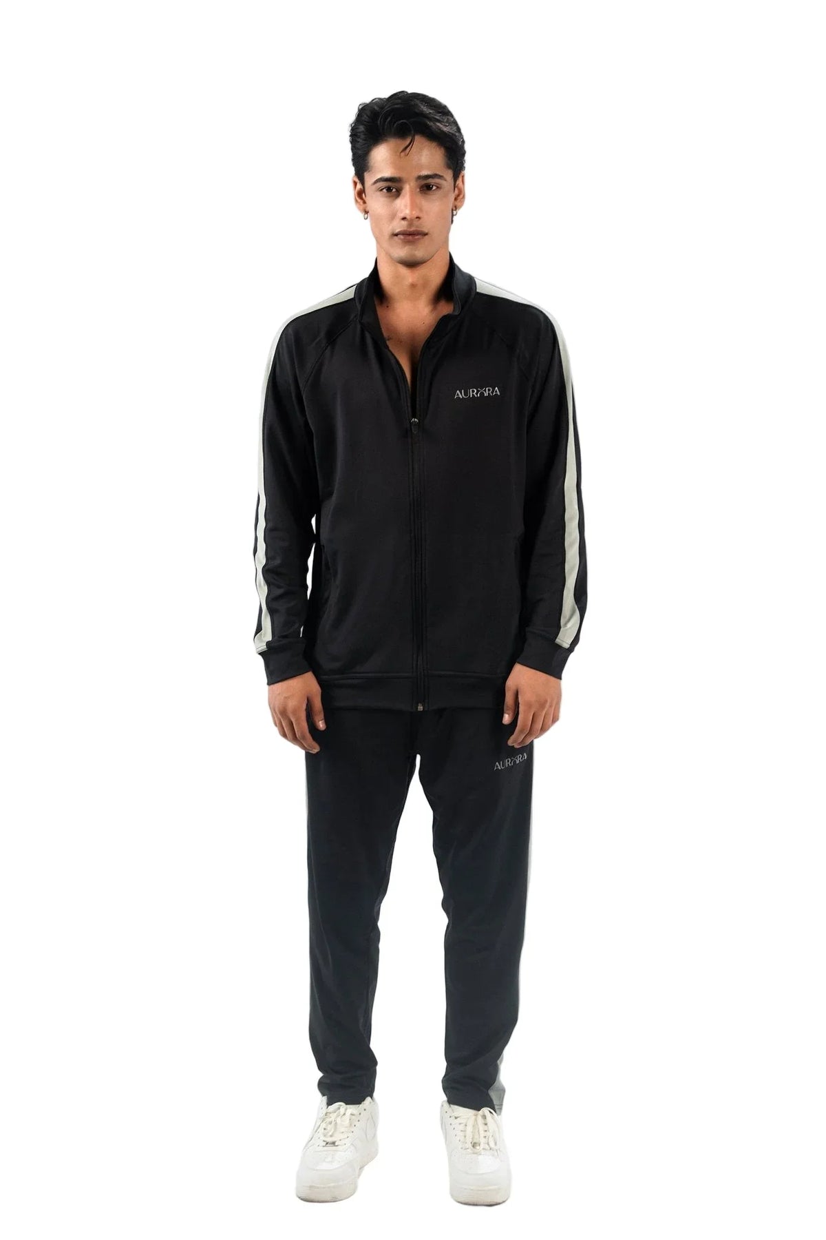 Black Dual Tone Reflective Essential Tracksuit - Aurorafitsofficial