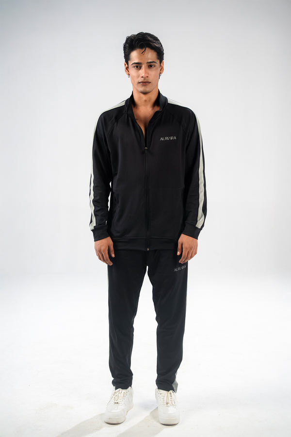 Black Dual Tone Reflective Essential Tracksuit