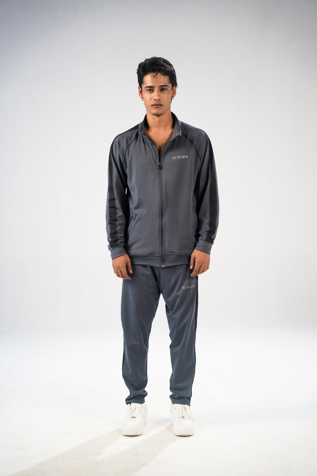 Charcoal Dual Tone Reflective Essential Tracksuit - Aurorafitsofficial