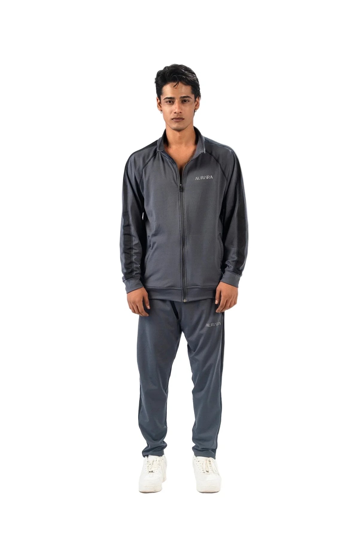Charcoal Dual Tone Reflective Essential Tracksuit - Aurorafitsofficial