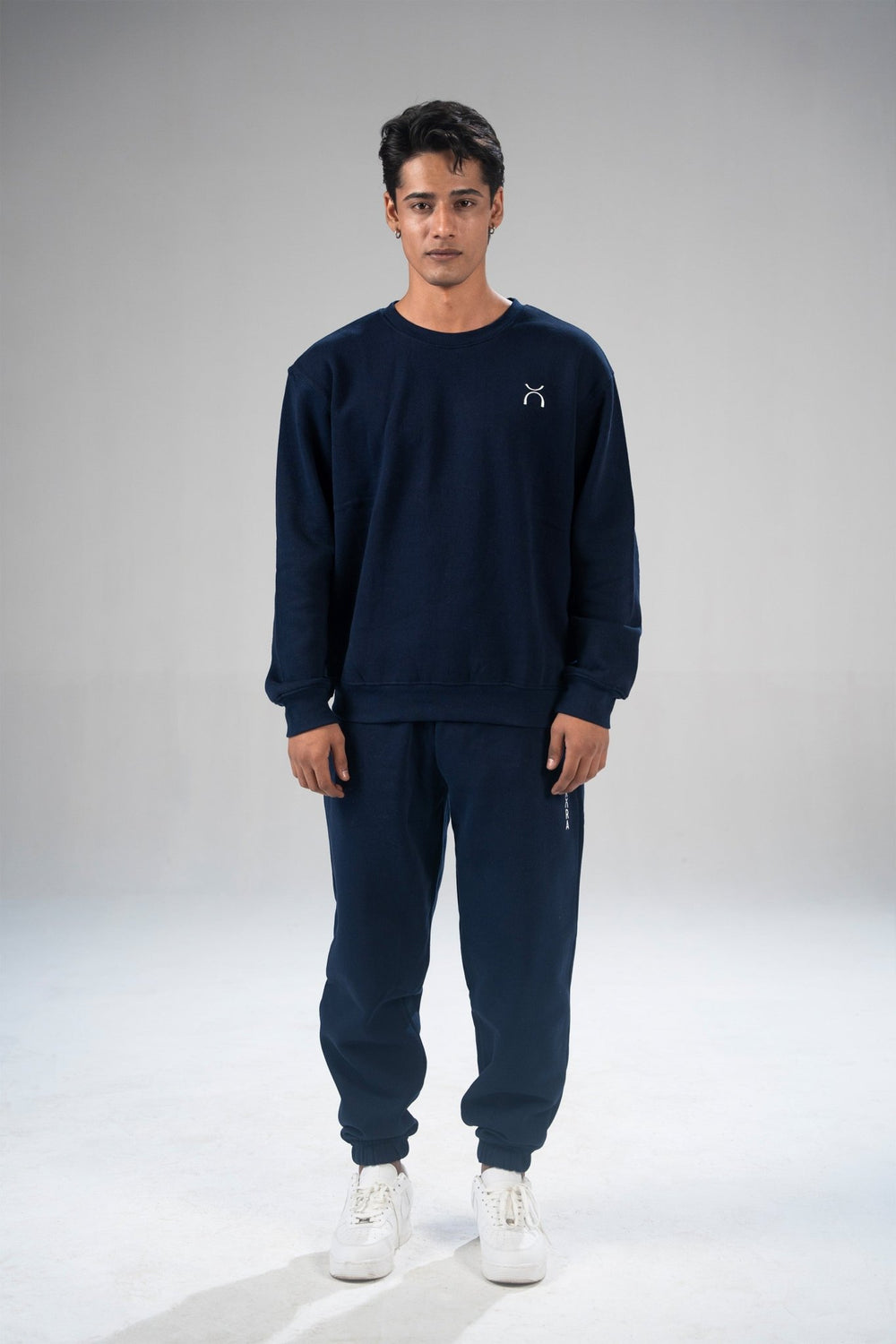 Navy Blue Oversized Fleece Sweatshirt - Aurorafitsofficial
