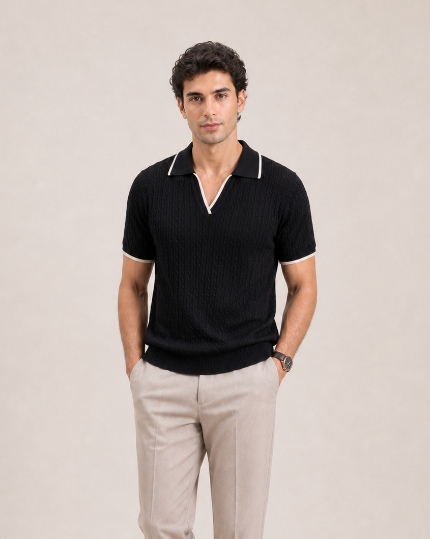 Cable Knit Polo