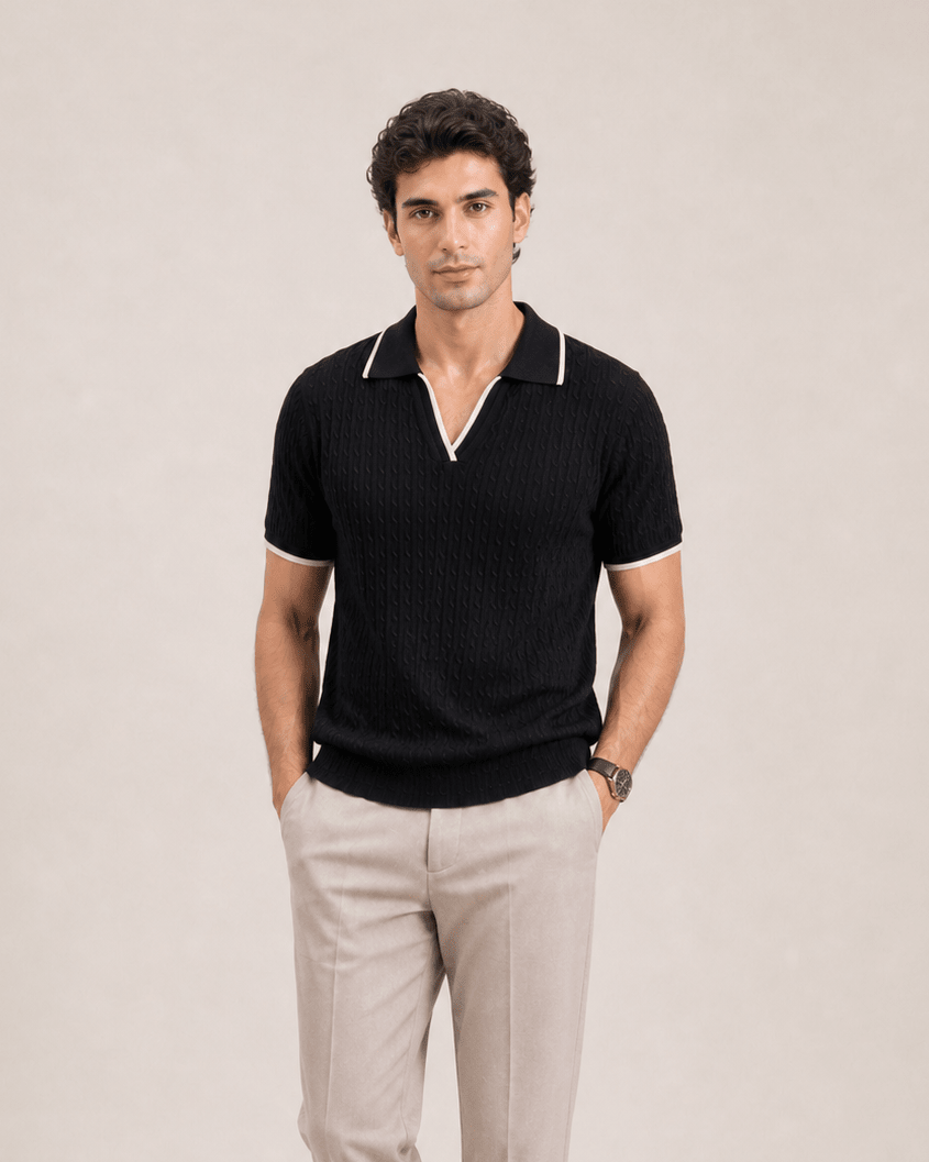 Cable Knit Polo - Aurorafits Official