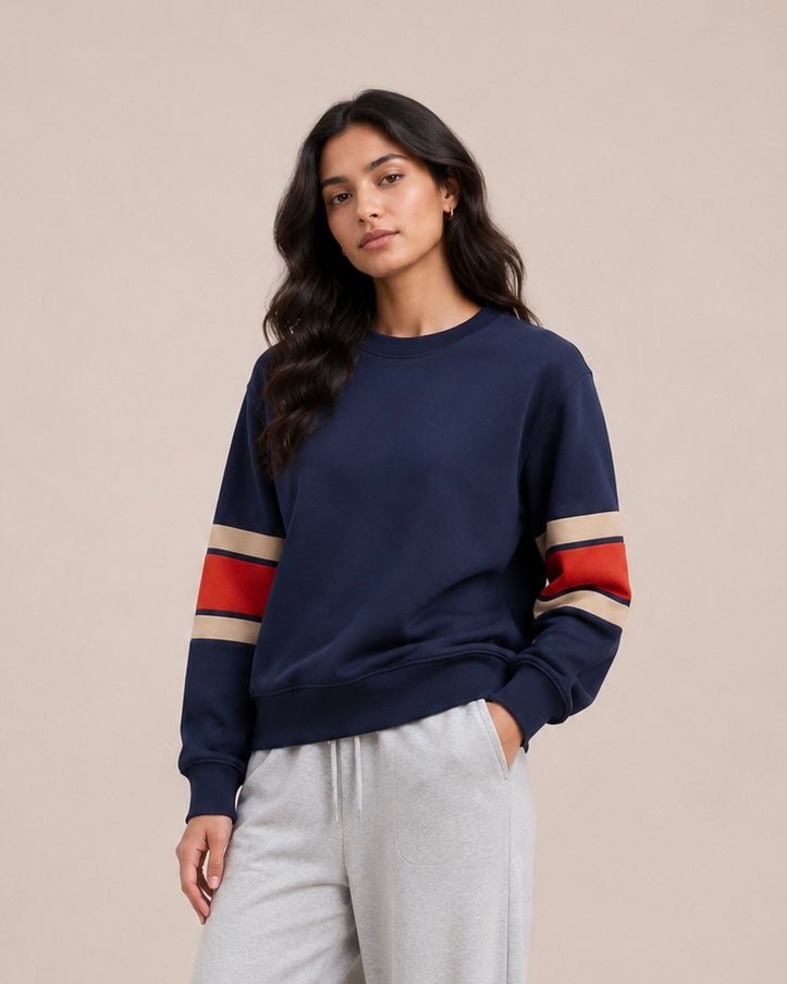 Women Contrast Terry Sweatshirt - Aurorafits Official