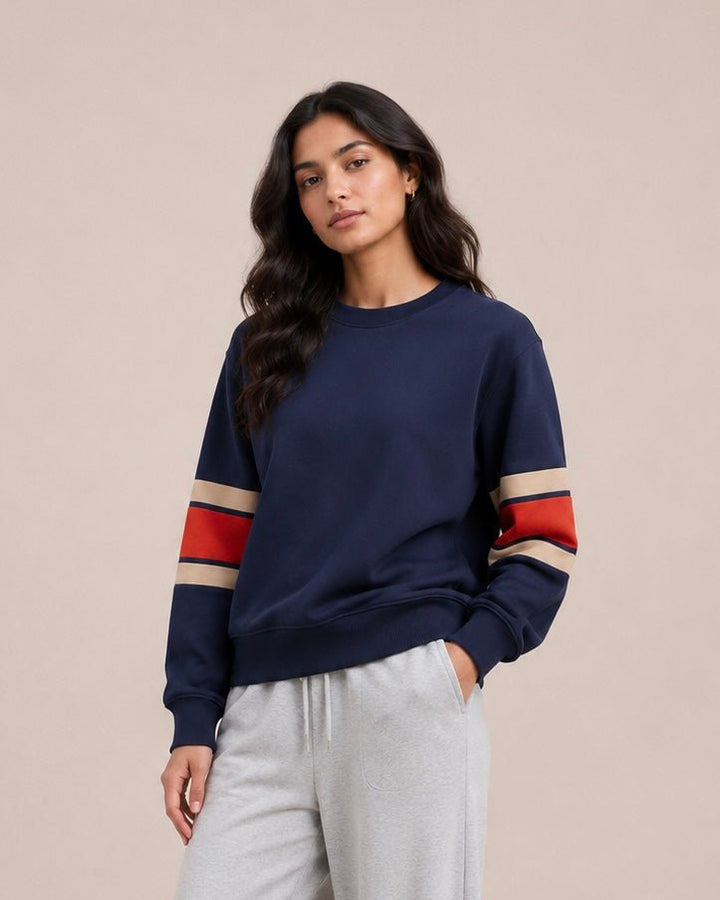 Women Contrast Terry Sweatshirt - Aurorafits Official