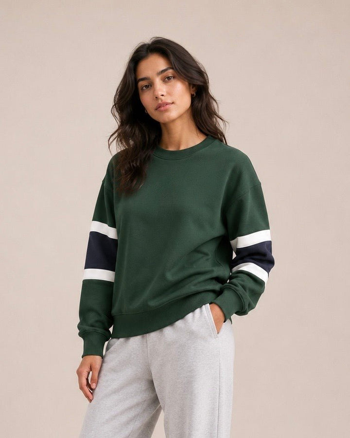 Women Contrast Terry Sweatshirt - Aurorafits Official