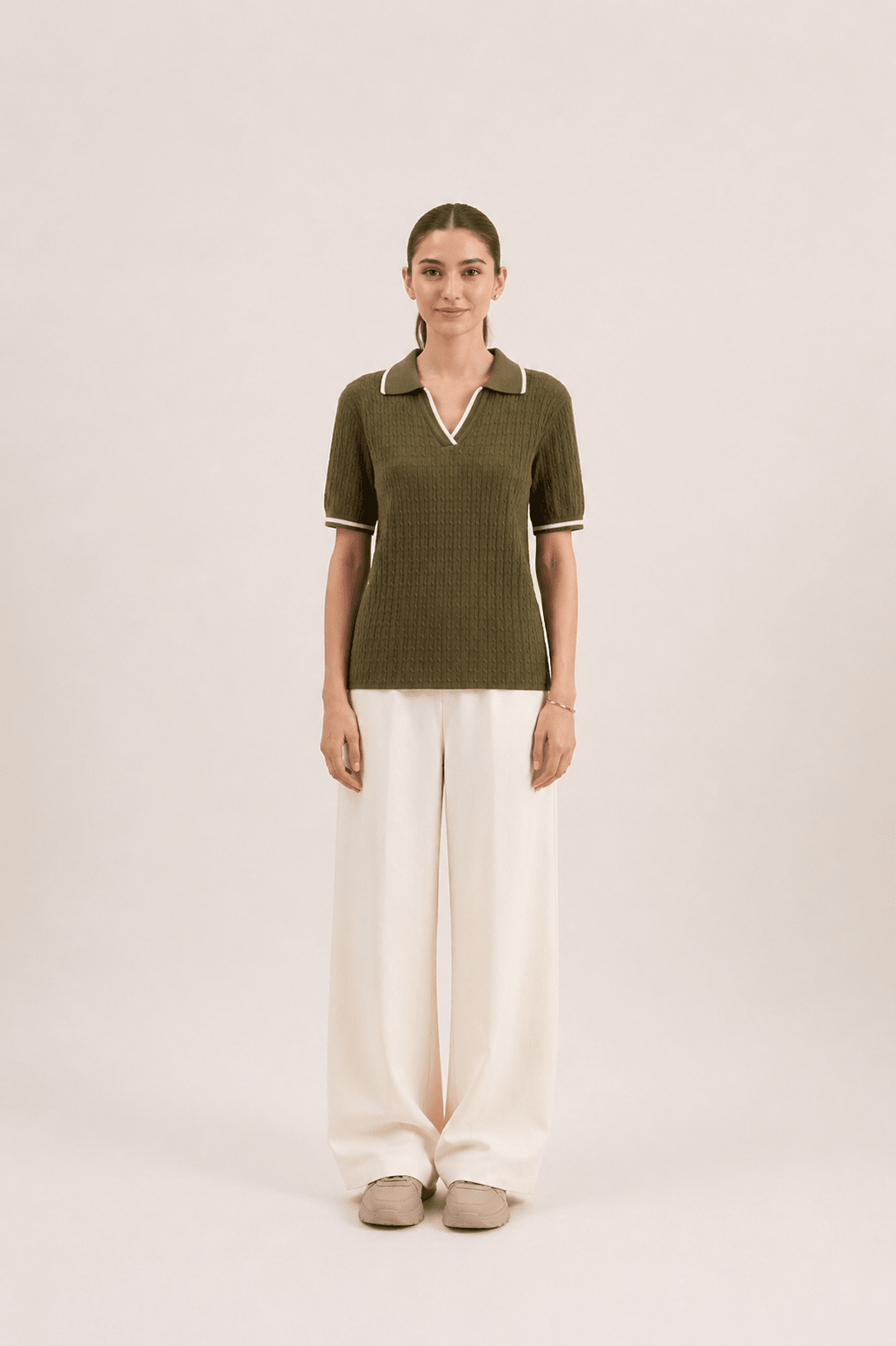 Women Cable Knit Polo - Aurorafits Official