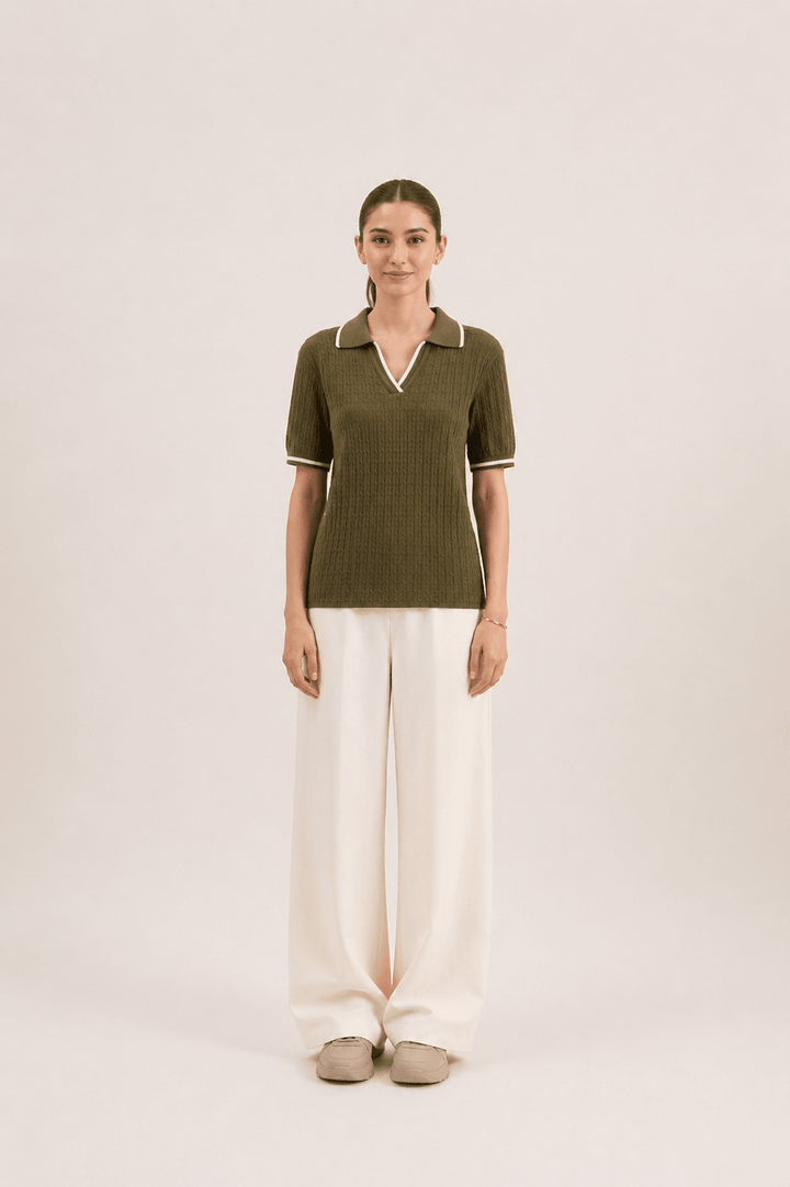 Women Cable Knit Polo - Aurorafits Official