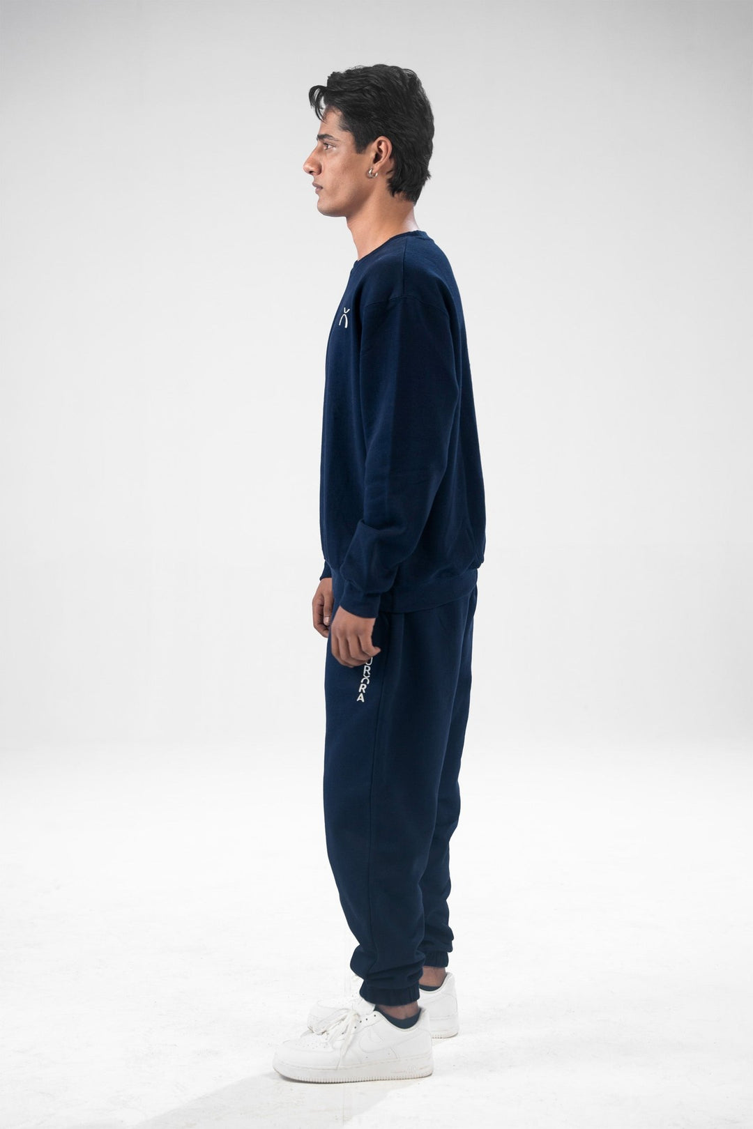 Navy Blue Oversized Fleece Sweatshirt - Aurorafitsofficial