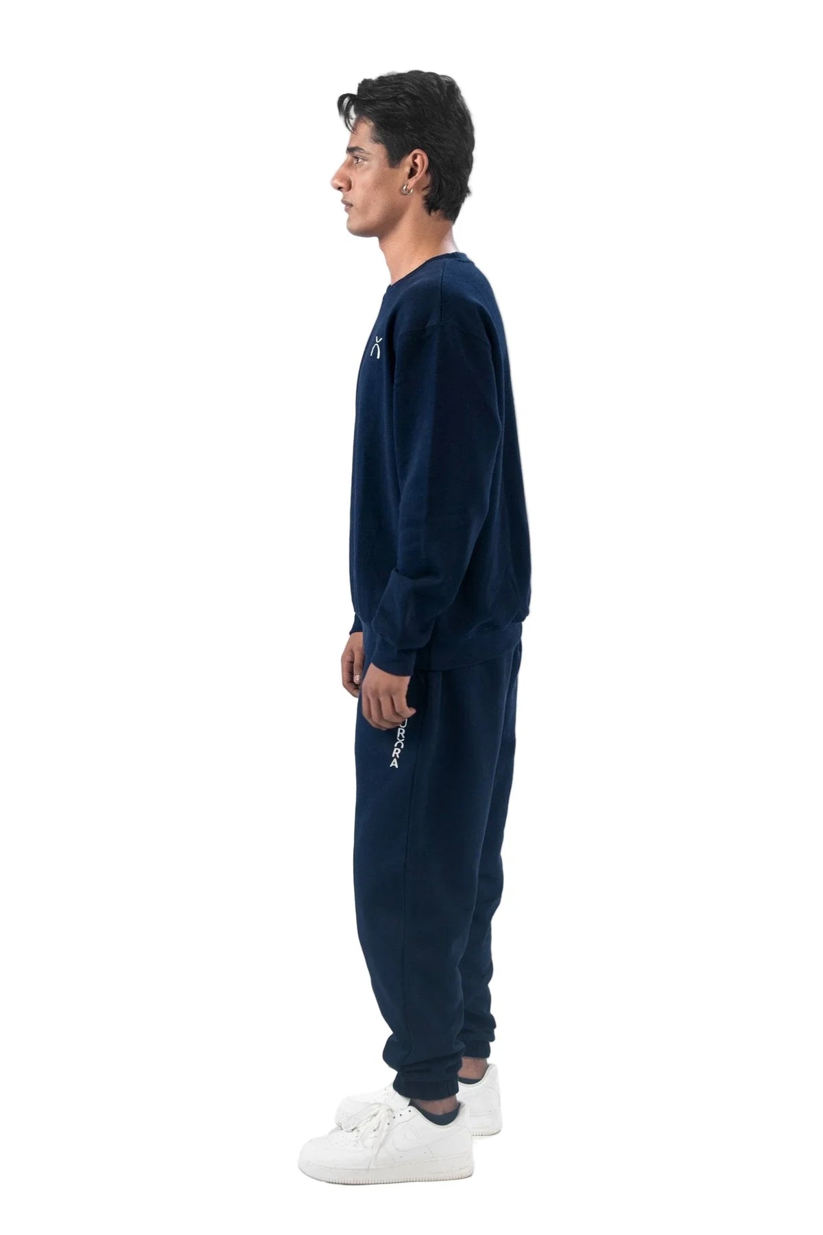 Navy Blue Oversized Fleece Sweatshirt - Aurorafitsofficial