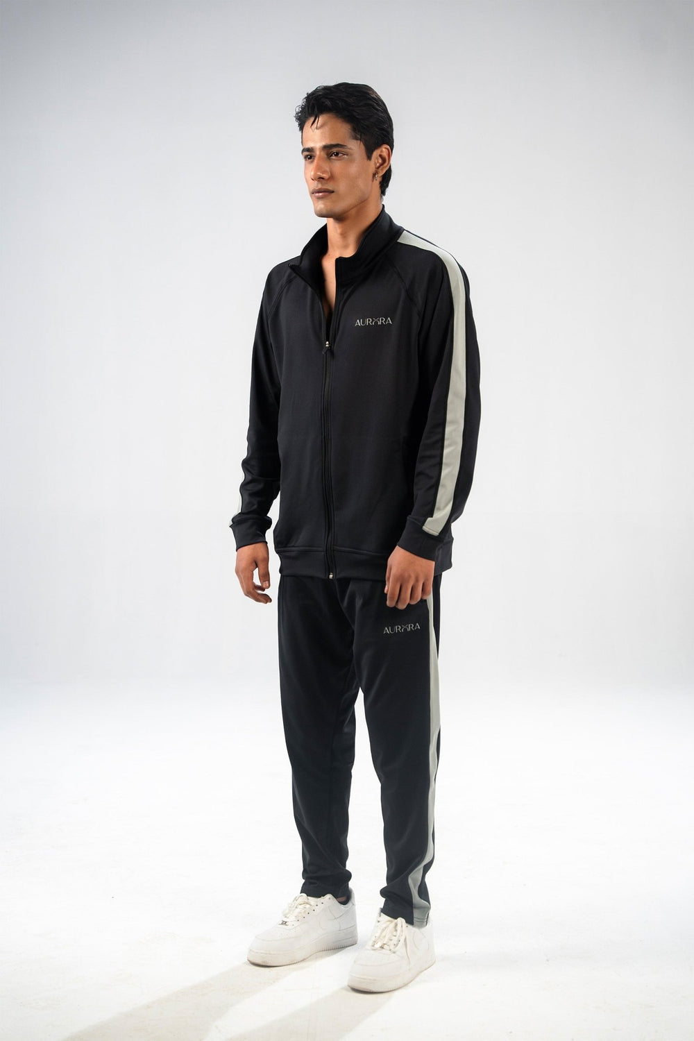 Black Dual Tone Reflective Essential Tracksuit - Aurorafitsofficial