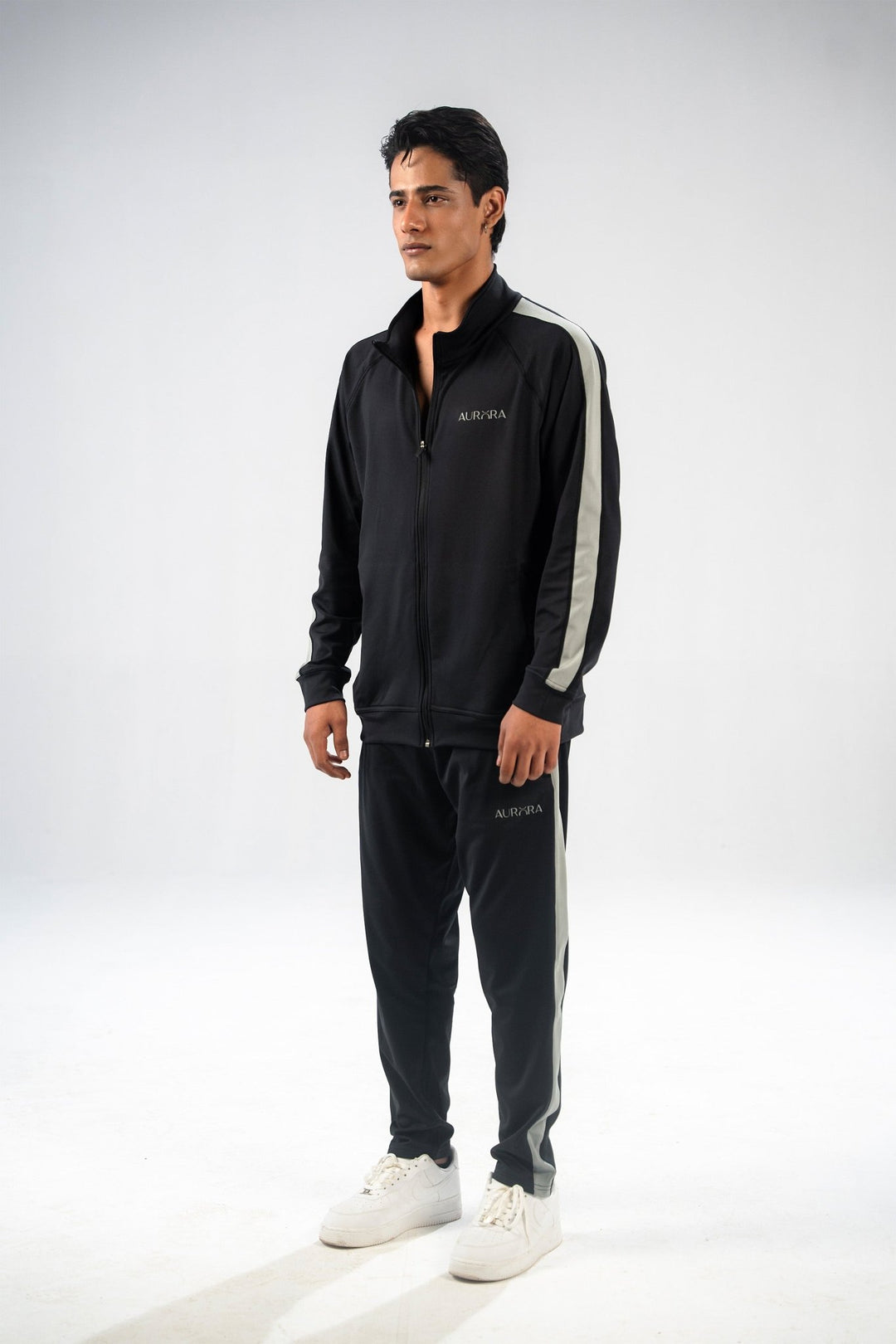 Black Dual Tone Reflective Essential Tracksuit - Aurorafitsofficial