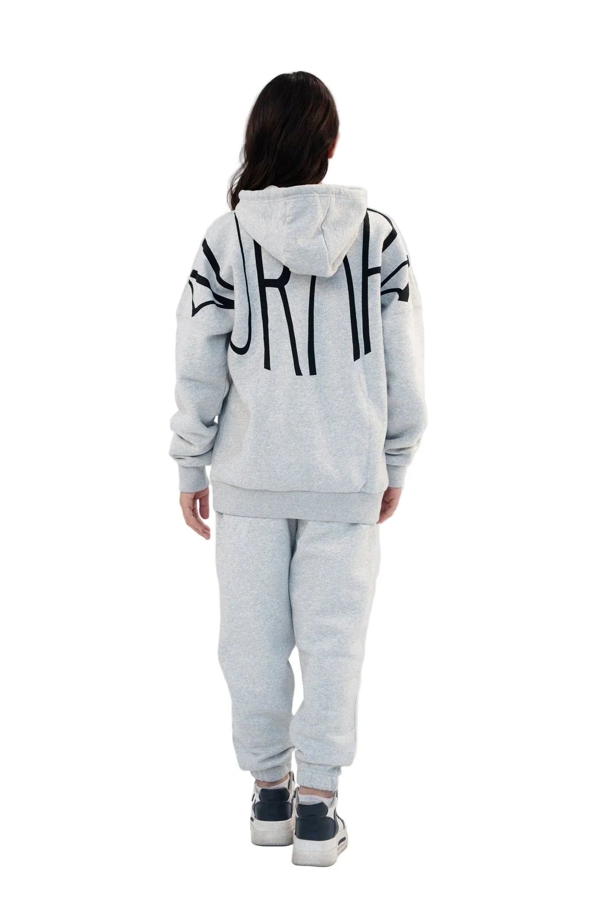 Women Heather Grey Drop Shoulder Fleece Hoodie - Aurorafitsofficial