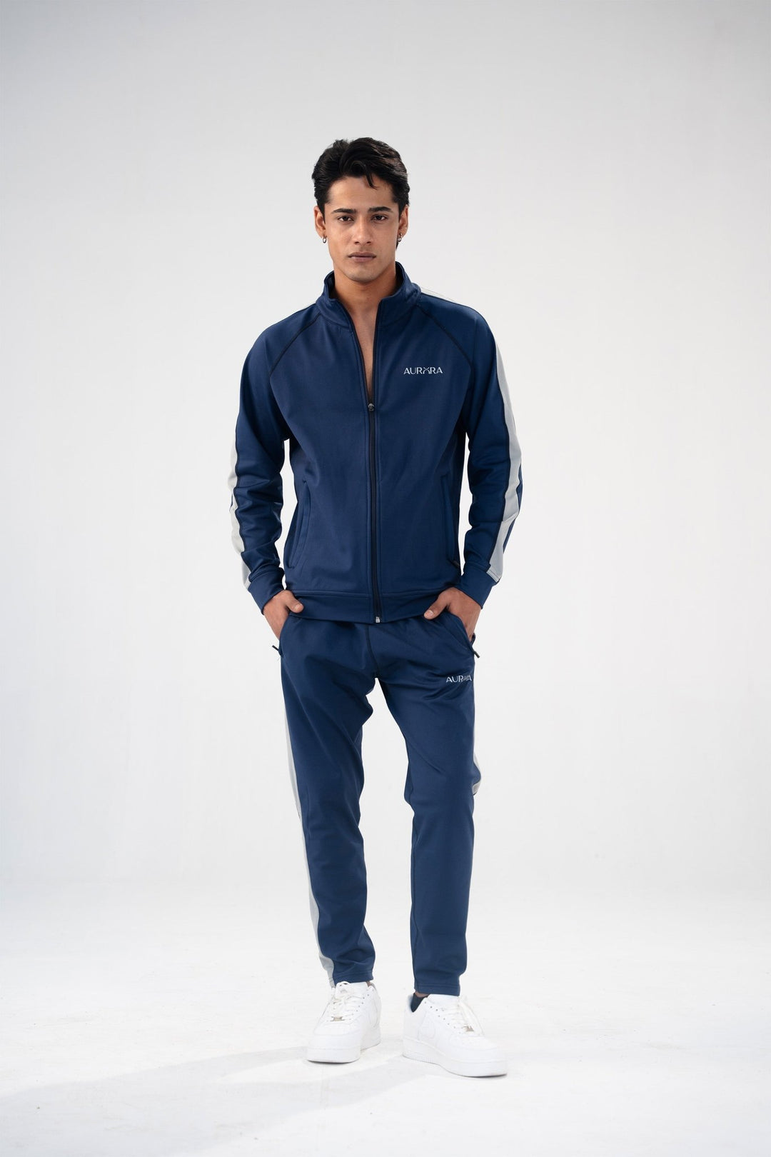 Navy Blue Dual Tone Reflective Essential Tracksuit - Aurorafitsofficial