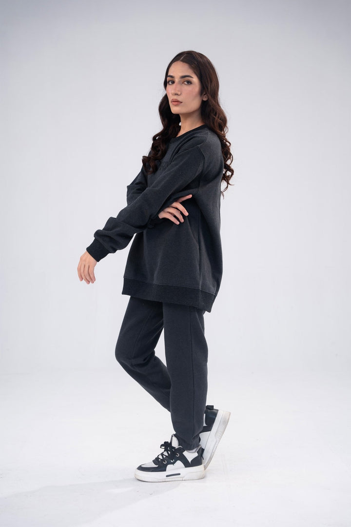 Women Charcoal Signature Print Sweatshirt - Aurorafitsofficial