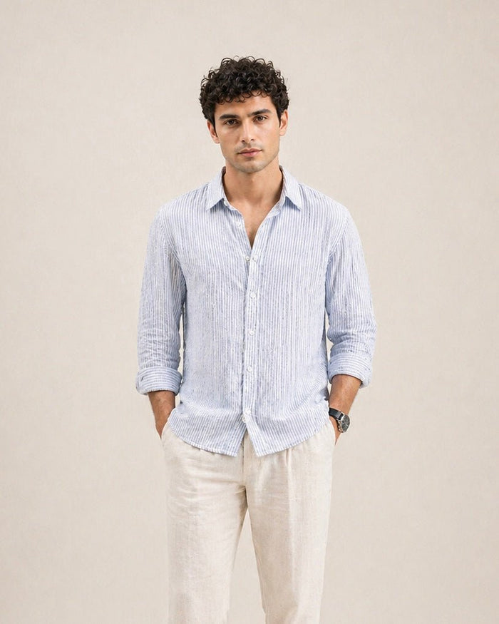 Linen-Blend Seersucker Shirt