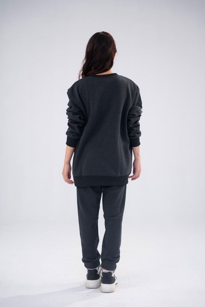 Women Charcoal Signature Print Sweatshirt - Aurorafitsofficial