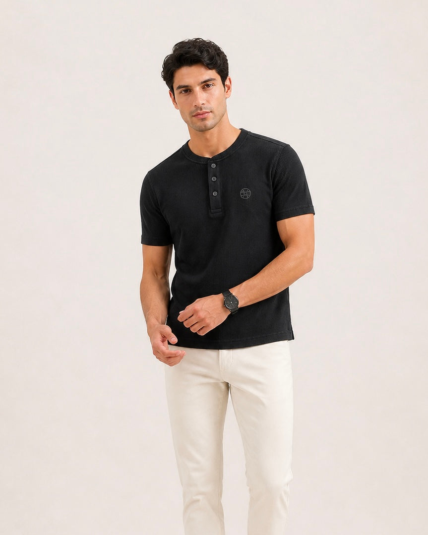 Textured Henley Tee