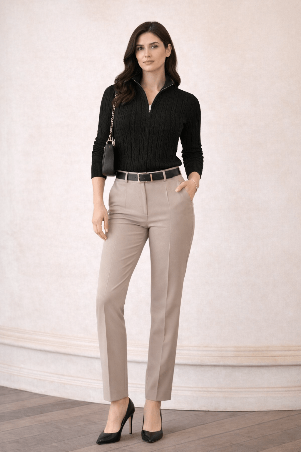 Women Cable Knit Quarter - Zip Cardigan - Aurorafits Official