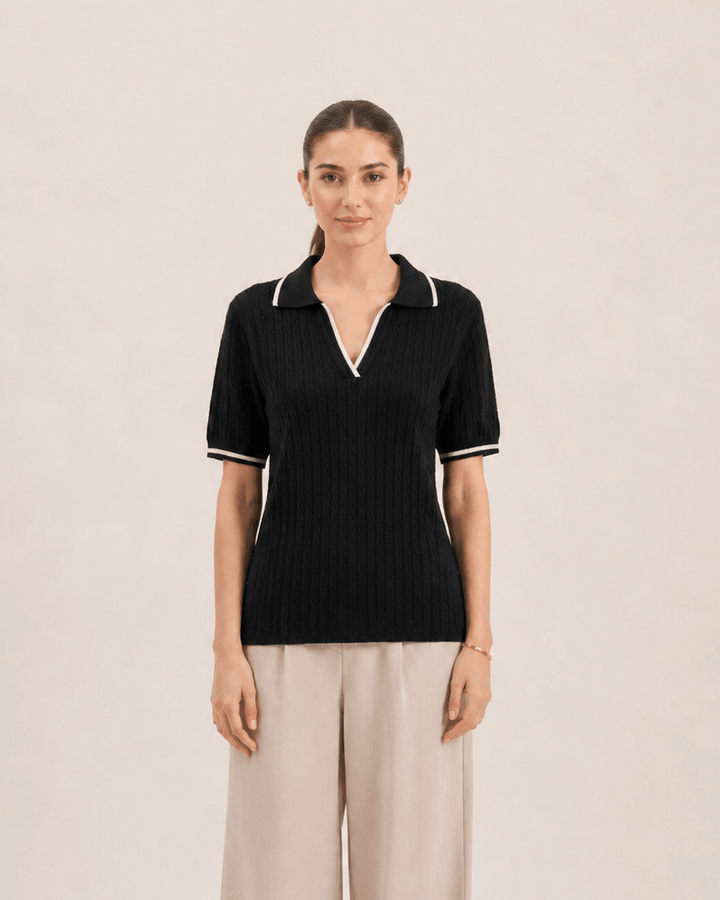 Women Cable Knit Polo - Aurorafits Official