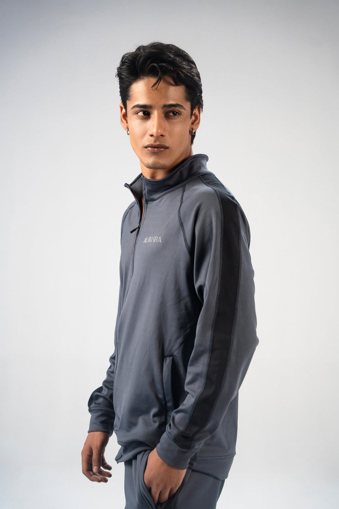 Charcoal Dual Tone Reflective Essential Tracksuit - Aurorafitsofficial
