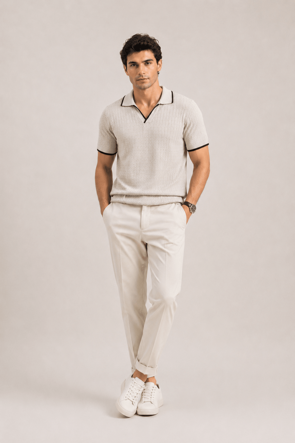 Cable Knit Polo - Aurorafits Official