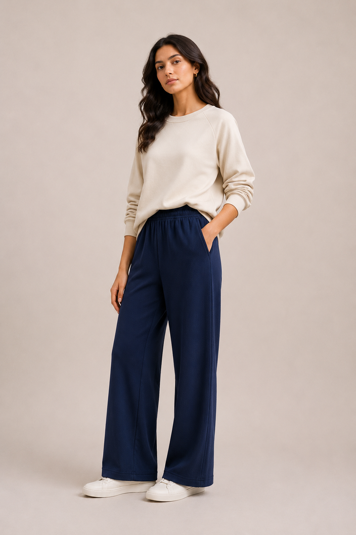 Women Textured Wide Leg Pants