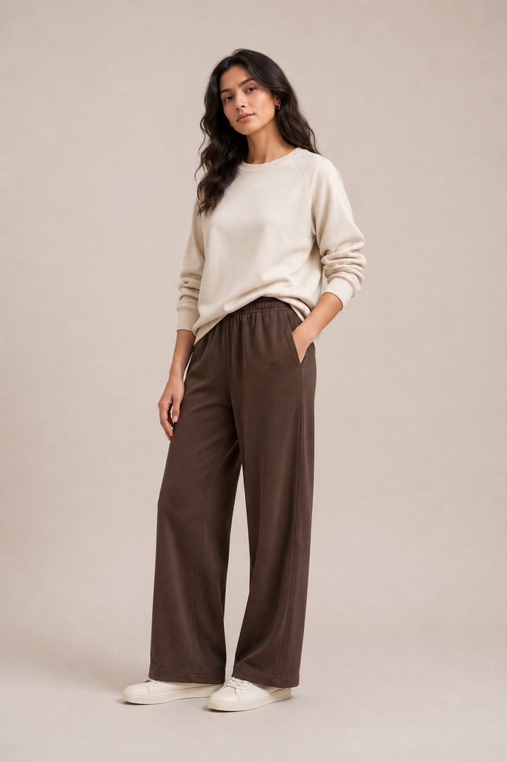 Women Textured Wide Leg Pants