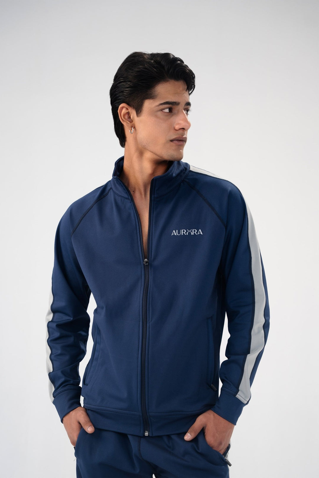 Navy Blue Dual Tone Reflective Essential Tracksuit - Aurorafitsofficial