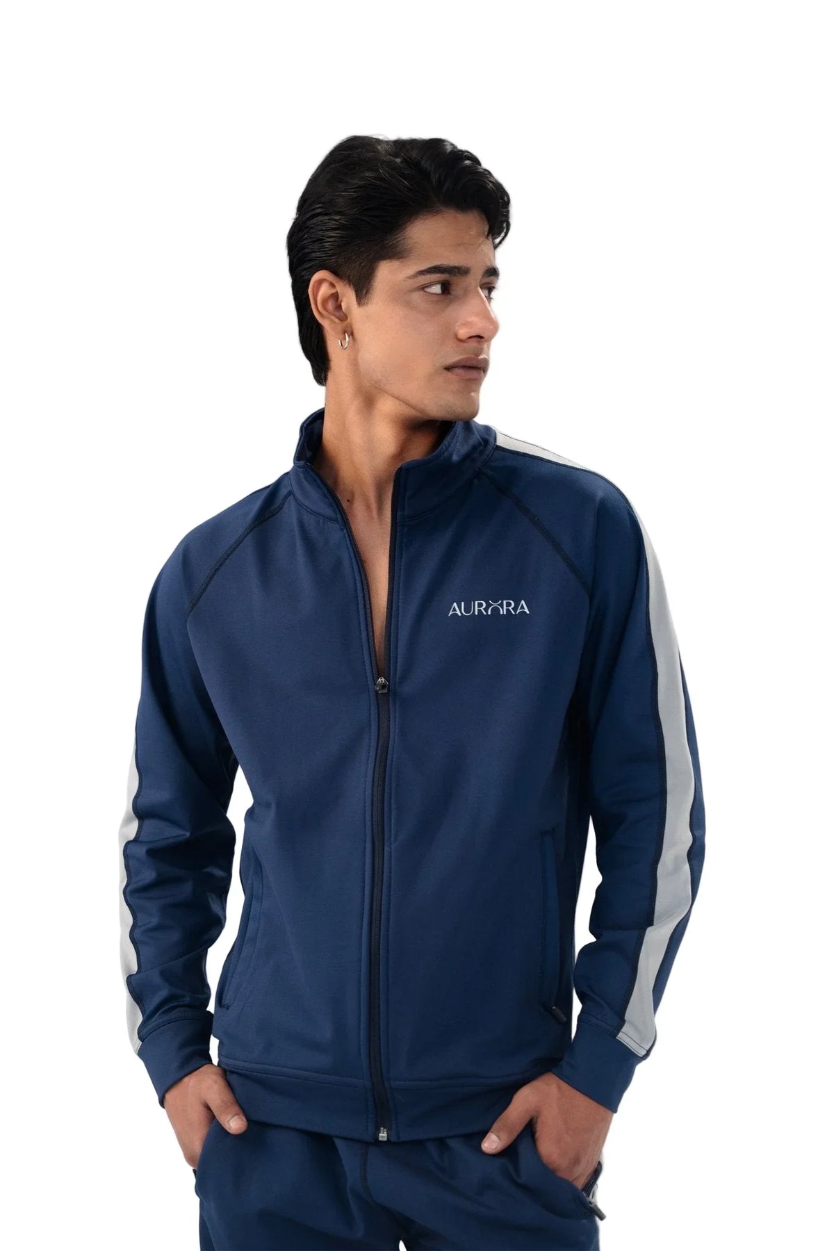 Navy Blue Dual Tone Reflective Essential Tracksuit - Aurorafitsofficial