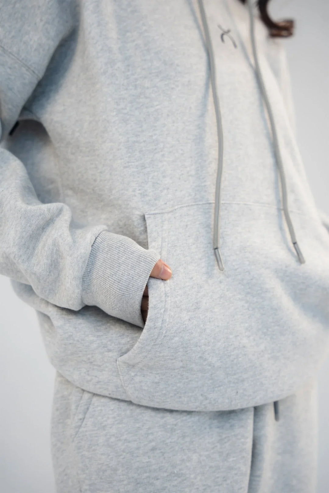 Women Heather Grey Drop Shoulder Fleece Hoodie - Aurorafitsofficial