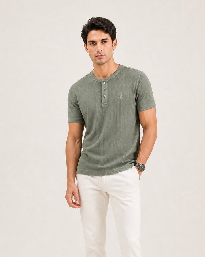 Textured Henley Tee