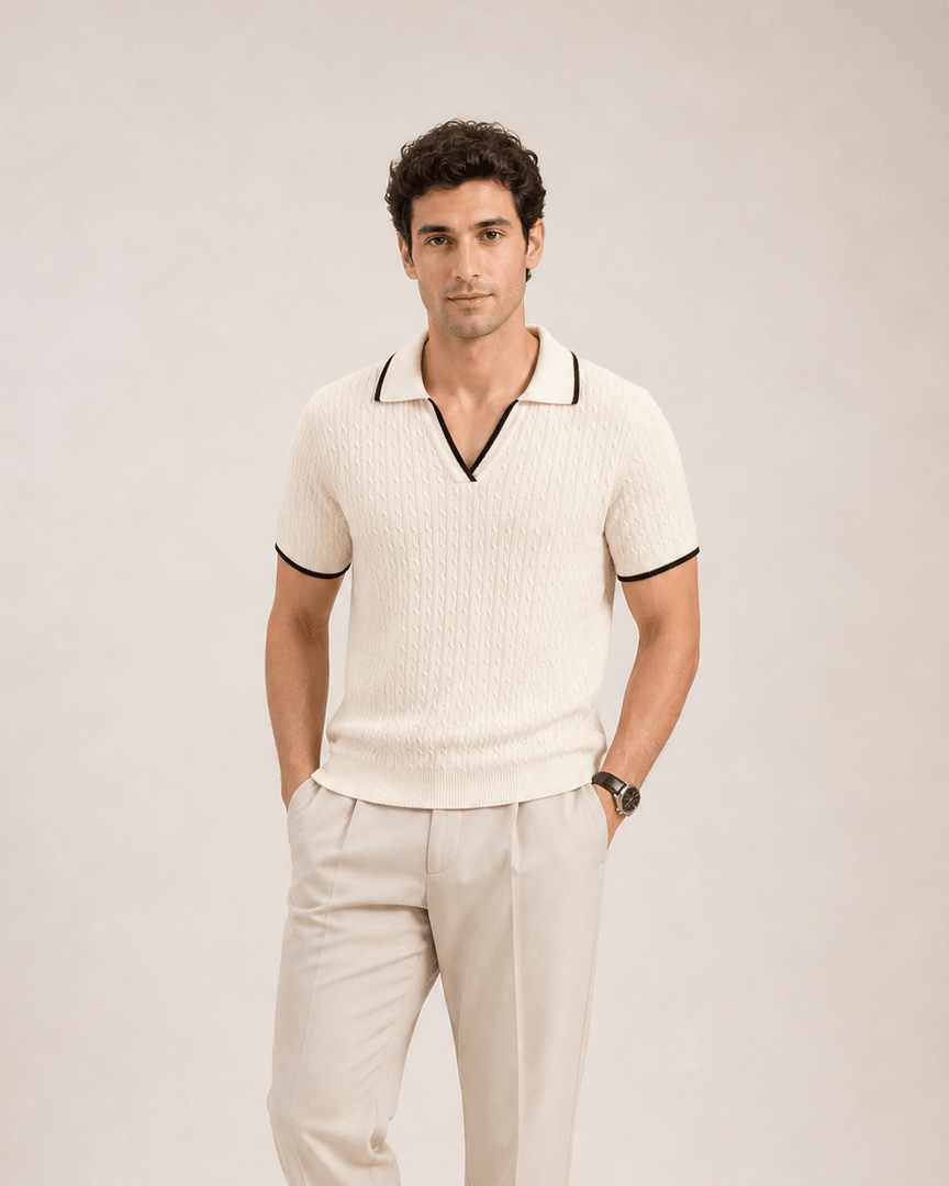 Cable Knit Polo - Aurorafits Official