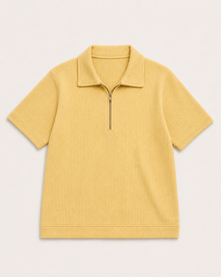 Women Textured Zip Polo - Aurorafits Official