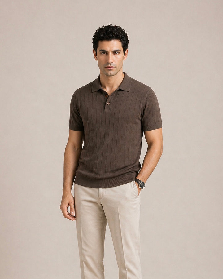 Linear Knit Polo