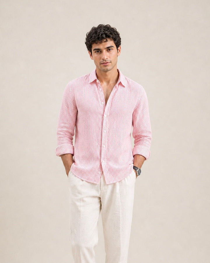Linen - Blend Seersucker Shirt - Aurorafits Official