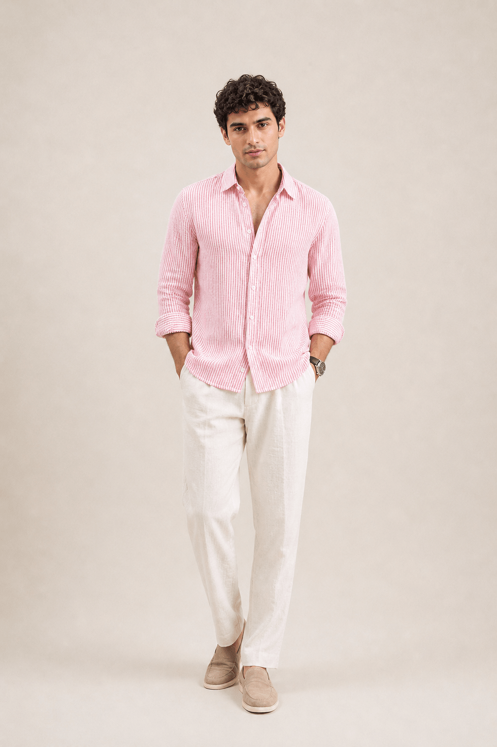 Linen - Blend Seersucker Shirt - Aurorafits Official