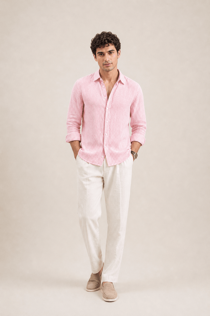 Linen - Blend Seersucker Shirt - Aurorafits Official