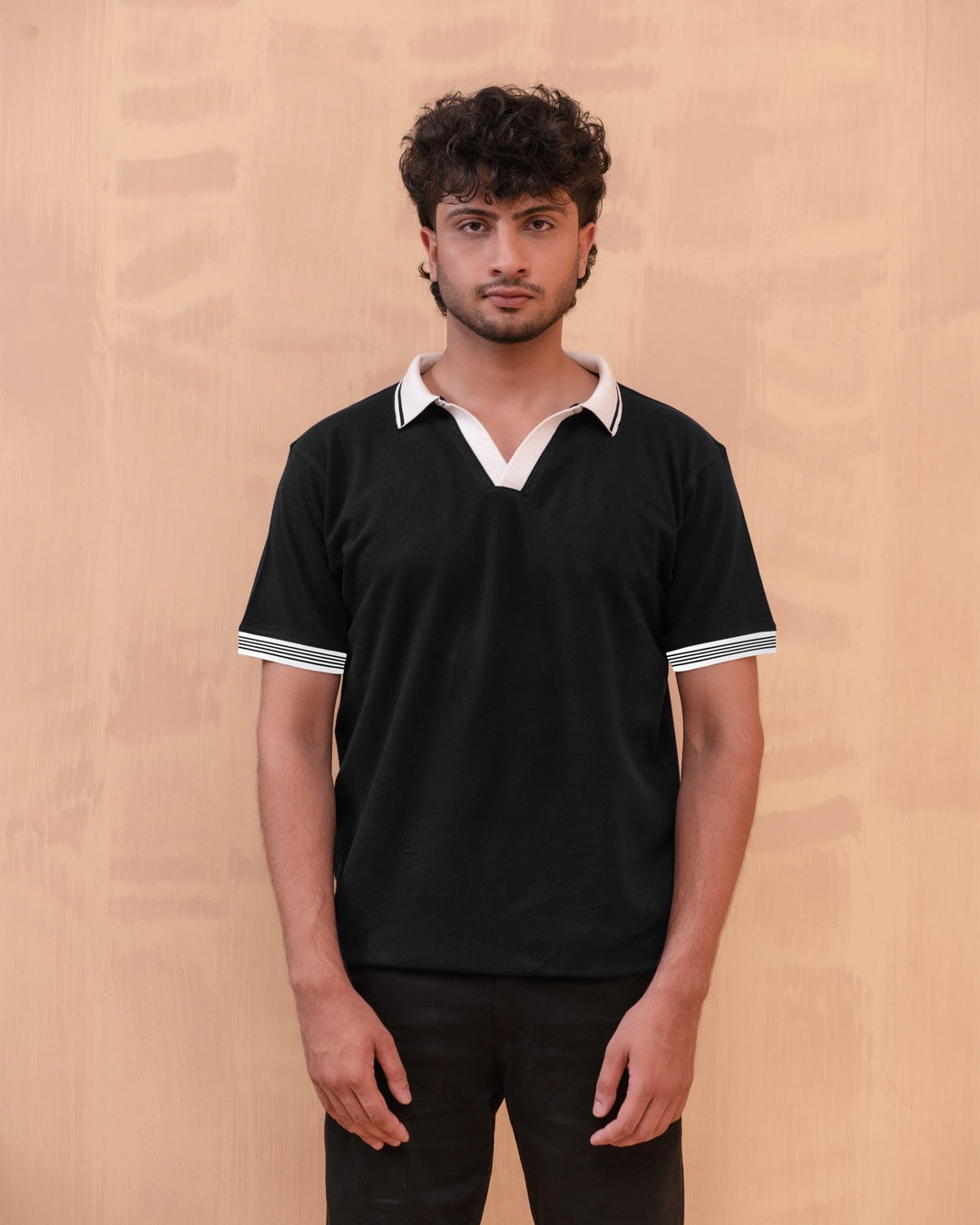 Black Buttonless Polo - Aurorafits Official