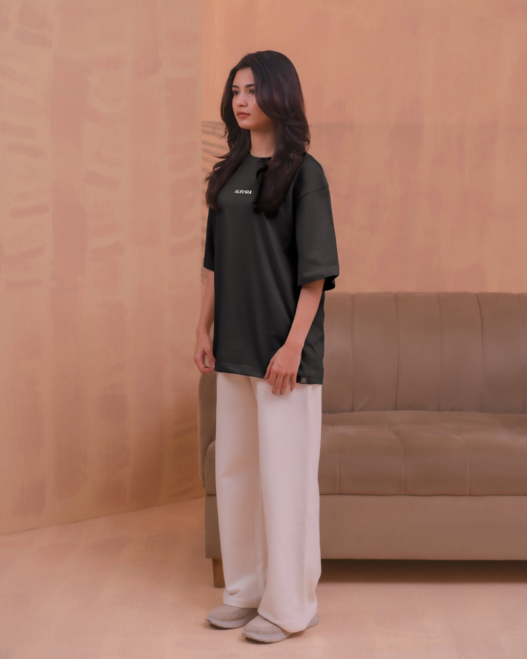 Beige Women Essential Print Tee - Aurorafits Official